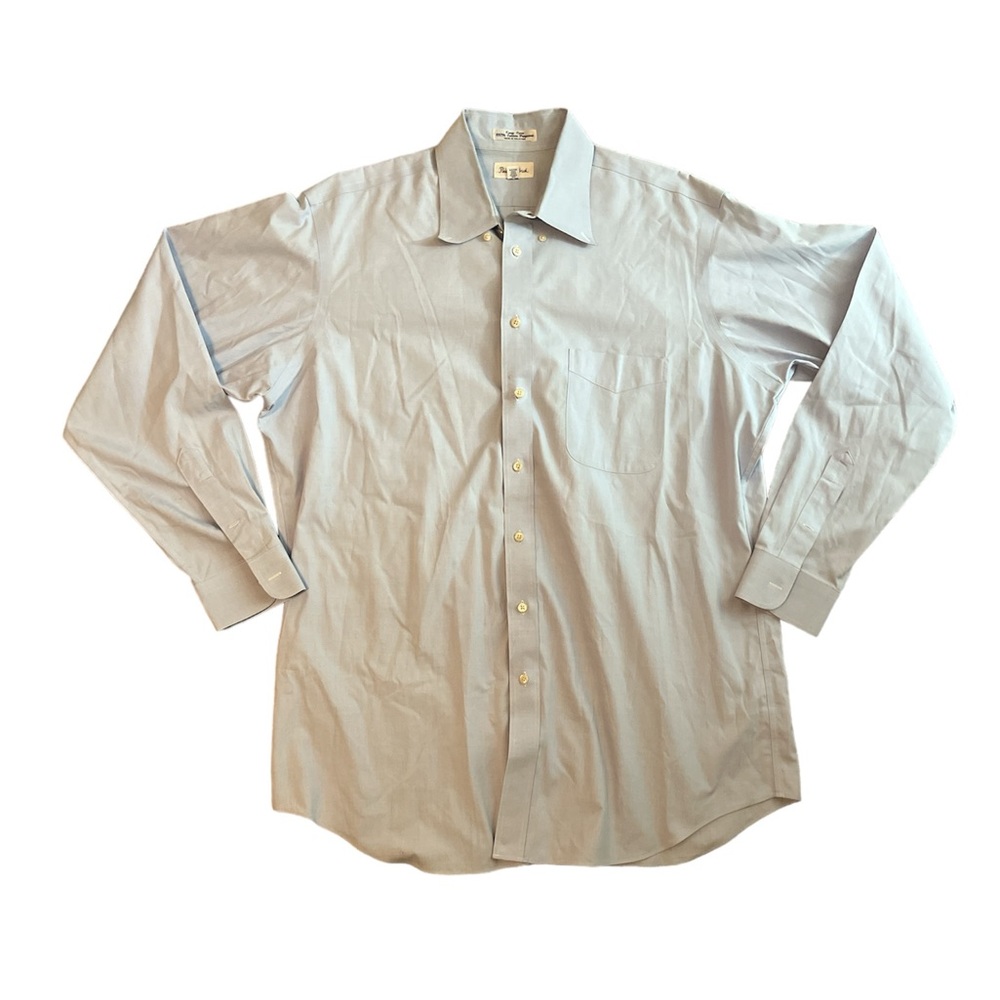 Paul Fredrick 100% Cotton Pinpoint Dress Shirt Solid Button Down Collar 17-37